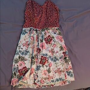 Xhilaration Red and White Floral Mini Dress